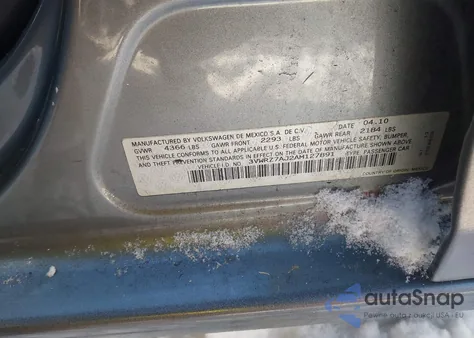 2010 Volkswagen Jetta Limited Edition из США, поврежденный, VIN 3VWRZ7AJ2AM127891